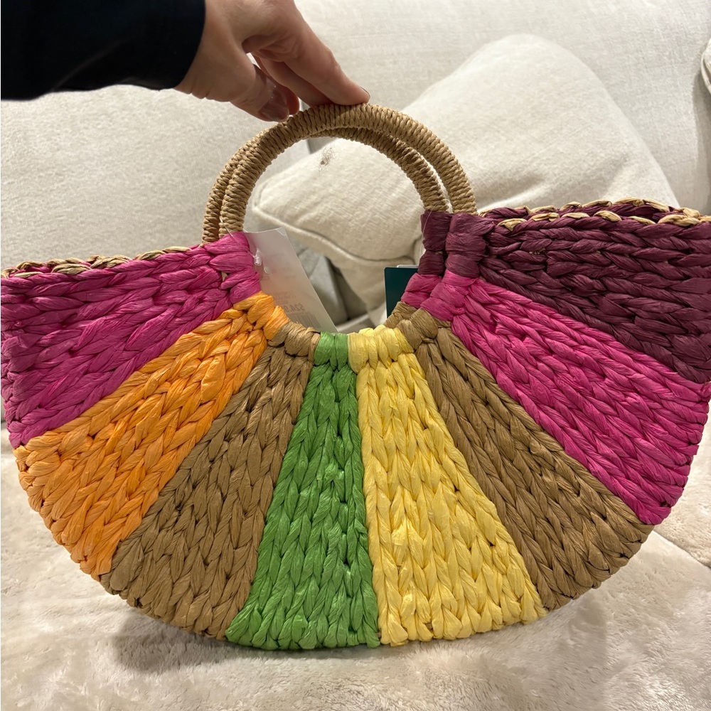 Roxy Multicolor Woven Tote Bag